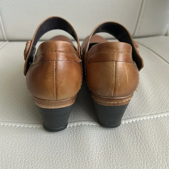 Pikolinos Mary Jane Cognac Leather Wedge Shoes Size 38 - Picture 3 of 10